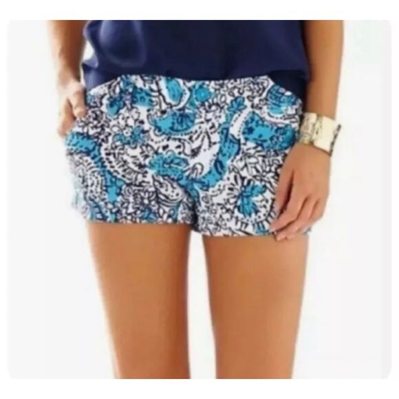 Lilly Pulitzer The‎ Walsh Short Blue Hippy Hippy Shake Size 000 - Picture 1 of 7